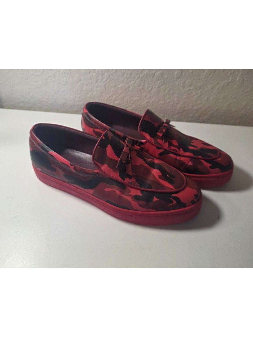 Marc Nolan Odell Red Camo Belgian Men's Slip On Loafers 11 EUC